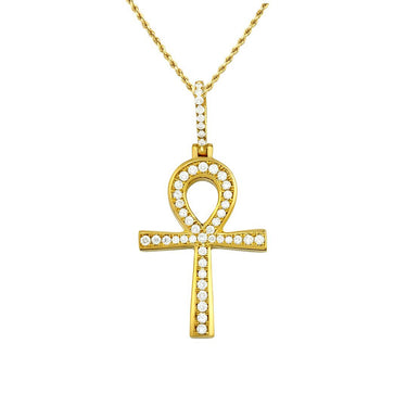 Diamond Ankh Pendant in 14k Yellow Gold 2 Ctw